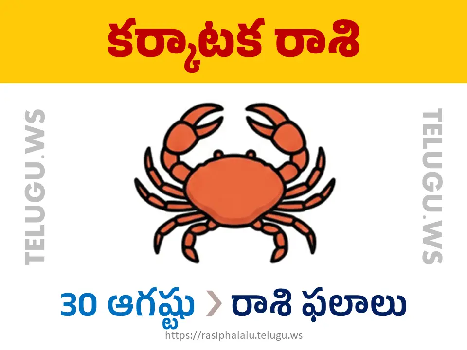 Today Horoscope Cancer కర్కాటక రాశి 30 ఆగస్టు 2026 రాశి ఫలాలు