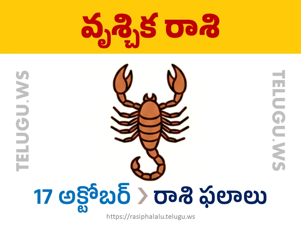 Today Horoscope Scorpio వృశ్చిక రాశి 17 అక్టోబర్ 2026 రాశి ఫలాలు